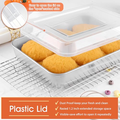 Herogo Baking Pan Set with Lids (2 Pans + 2 Lids), 8 x 10 Inch Non-Stick Rectangular Stainless Steel Bakeware for Deep Cakes, Brownies & Casseroles - Image 3
