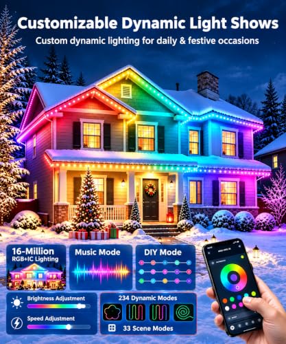 Permanent Outdoor Lights for House, 100FT RGB+IC Christmas Light - Image 3