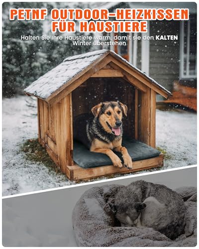 petnf Heizkissen für Haustiere im Freien, wasserdichtes elektrisches Heizkissen, automatische Temperaturregelung, bissfestes Kabel, ideal für Hundebetten, Katzenhäuser, Zwinger-Grau 40 * 50cm