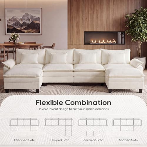 Image of URRED Oversized Modular Sectional Sofa,White:157 inch U Shaped