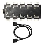 Heayzoki RGB LED Splitter Hub, Computer 10-Channel RGB Hub PC Motherboard RGB Fan Extension Cable, for PC Desktop Computer Motherboard(12V 4-Pin)