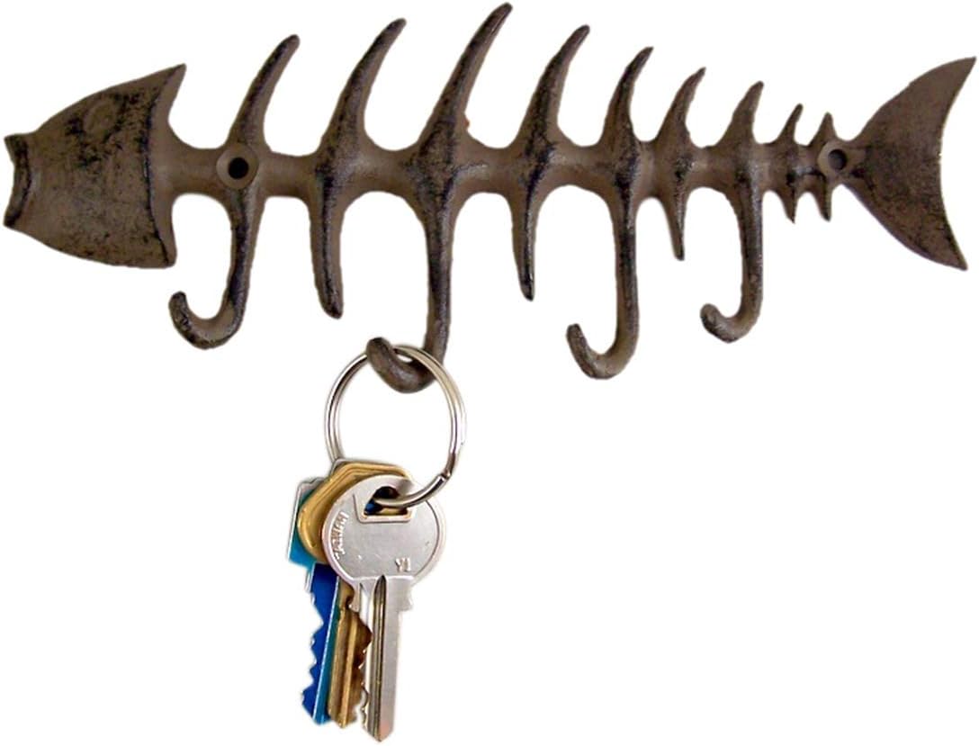1 X Iron Fish Skeleton Key Rack