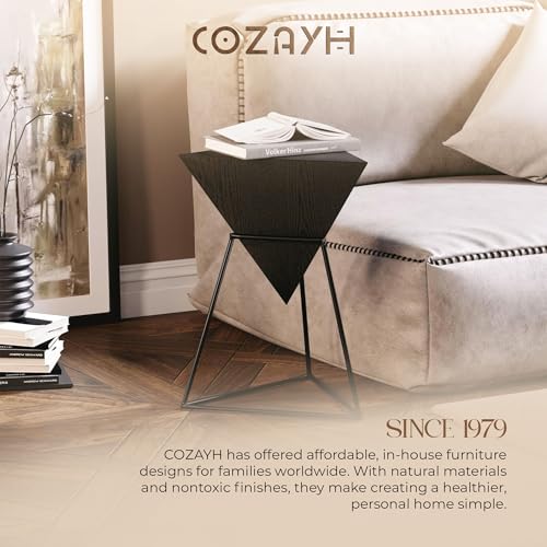 COZAYH Geometric End Table, Pyramid Metal Base, Black - image 6