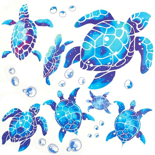 Sea Turtle Wall Decor - 12PCS Stickers for Ocean Bathroom, Vinyl Decals, Under The Sea Party Decorations