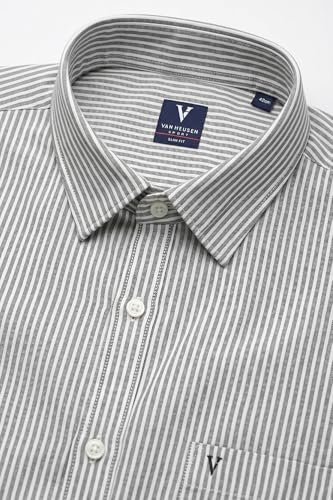 Image of Van Heusen Men's Casual Shirt for Men | Cotton | Stripe | Slim Fit | Full Sleeves |