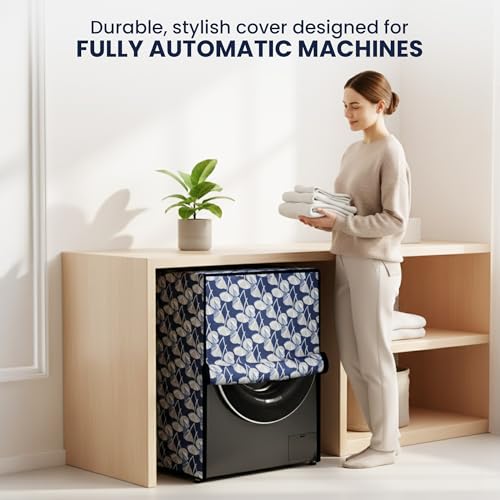 Image of Robustt Front Load Fully Automatic Washing Machine Cover for 6 kg, 6.5 kg, 7kg & 7.5 kg (Printed) | Waterproof & Dustproof Polyester Fabric with Zipper | Protection Cover | 59 x 59 x 86 cms