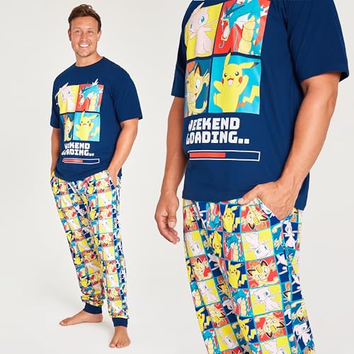 Pokemon Mens Pyjamas Set Nightwear T-Shirt & Long Bottoms PJs Lounge Wear for Men and Teenagers S-3XL - Gifts for Him3