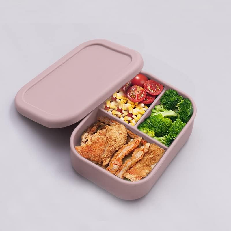 Miniatura 6 de Lonchera térmica Bento Box Fo para almacenamiento de alimentos de silicona con tres compartimentos para alimentos que no se escapan, seguridad y