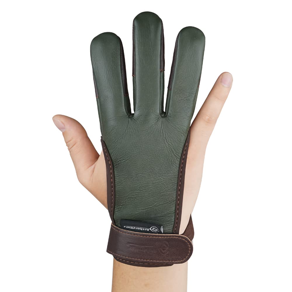 ArcheryMax Archery Gloves Practice Shooting Hunting Leather Three Finger Protector for Youth Adult Beginner