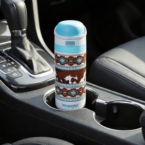 Image of Wrangler Leather Pattern 24 Oz Stainless Steel Water Bottle