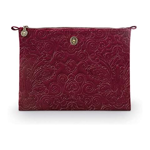 PiP Studio Cosmetic Flat Pouch Large Velvet Quiltey Days Red 30 x 22 x 1 cm Cover