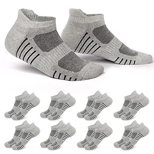 EKSHER Calcetines Tobilleros Hombre Mujer 8 Pares Calcetines deportivos de algodón Gris_39-42 Cover