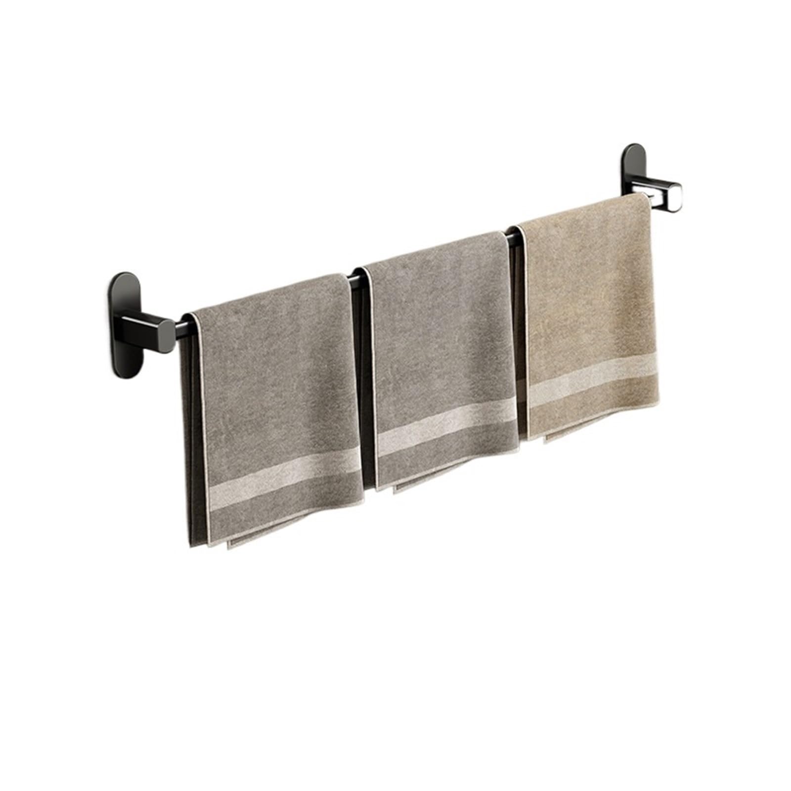 Towel Racks For Bathroom Black No Drill Self Adhesive Bar,Wall Mounted Rail,Modern Organizer For Kitchen Laundry Room(Black,60cm)