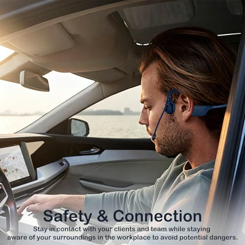 Image of Meetings Open-Ear Headphones with Rotatable Noise-Canceling Boom Mic, Bone Conduction Bluetooth 5.4 Headphones with One-Touch Mute&Magnetic Charging for All-Day Use,Perfect for Driving Learning