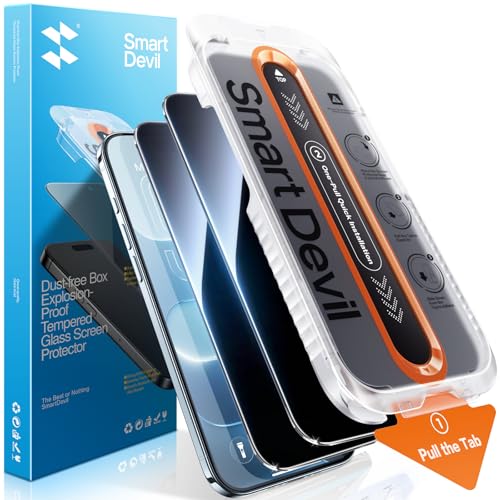 Image of SMARTDEVIL 2 Pack Privacy Screen Protector for iPhone Air, Anti-Spy Tempered Glass Film, 9H Hardness Military Grade Shatterproof, Easy to Install, Auto Bubble-Free and Dust-Free Box, Case Friendly