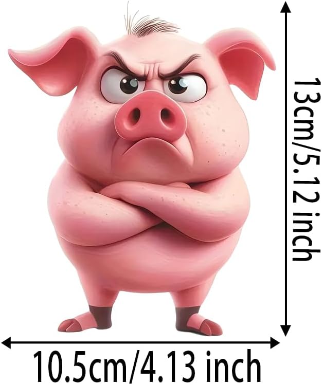 2-Pack 4.13"x5.12" Angry Pig Vinyl Sticker - Durable PVC Material for Cars, Trucks, Vans, and Laptops - Fun Cartoon Pig Decal, Weather-Resistan Outdoor Adhesive Decals #2BZ610 image 3