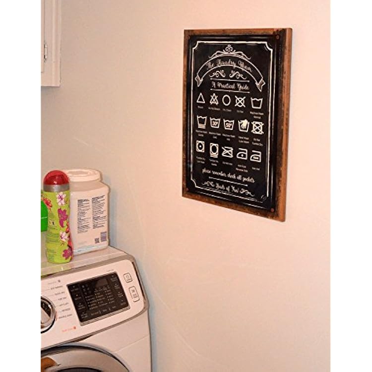 Wood-Framed Laundry Guide Metal Sign, Home Decor, Modern Decor, Laundry Room Decoration
