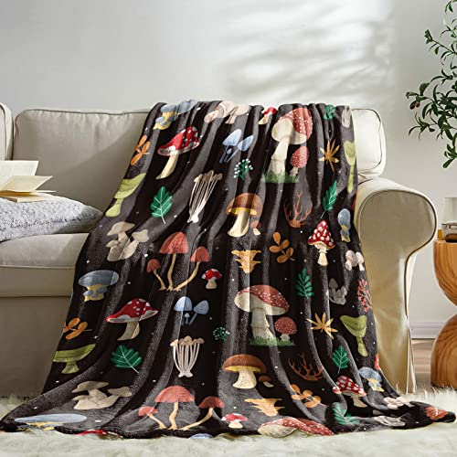 Sowide Mushroom Blanket, Soft Lightweight Mushroom Decor Flannel Blanket, Black Cozy Fuzzy Plush for Adults & Teens, Sofa - Image 2
