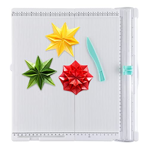 Craft Paper Trimmer and Scoring Board: 12 .2X 12.2inch Paper Trim Cutter Score Board by Scoring Tool with Paper Folding, for Making Scrapbooking,and Photo