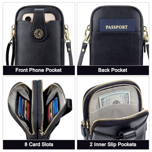 Peacocktion Small Crossbody Bags for Women, Leather RFID Cell Phone Purse, Trendy Travel Crossbody Purses with Zipper3