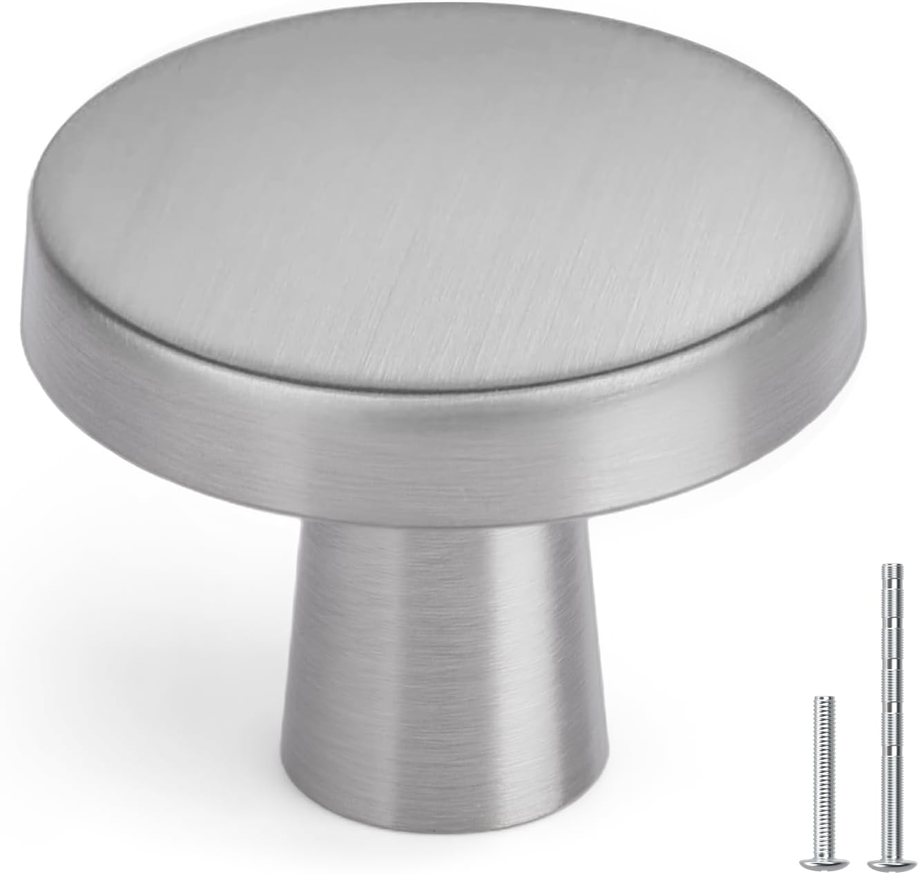 homdiy 15 Pack Brushed Nickel Cabinet Knobs Round Kitchen Handles Zinc Alloy Metal Hardware for Dresser Drawer Desk Cupboard