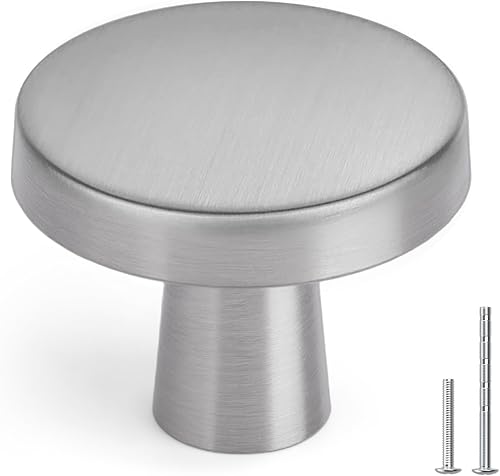 homdiy Paquete de 15 pomos redondos de níquel cepillado para gabinete, manijas de cocina, accesorios de metal de aleación de zinc para aparador,