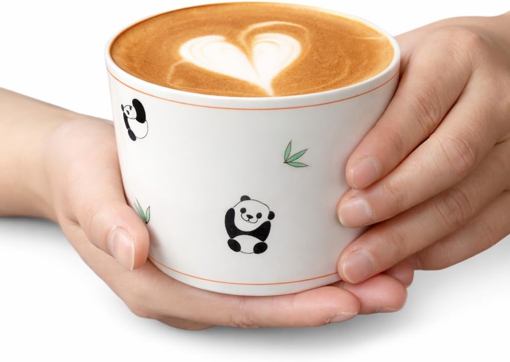 Cute Ceramic Panda Coffee Cup, Kawaii Animal Coffee Mugs or Tea Cups, Jingdezhen Sytle,Funny Novelty Panda Breakfast Cups for Women Wife Mum Girls Boys Friends Kids Christmas Birthday Gift, - Image 9