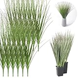 TILONKJ 12 Stücke Künstliche Ziergräser,Hohes Künstliches Grasbüschel,21 Zoll Deko Gräser wie echt,Wetterfeste Kunstpflanzen,Dekogras aus Kunststoff für Vasenverzierung,Outdoor,Balkon,Garten(Grün)