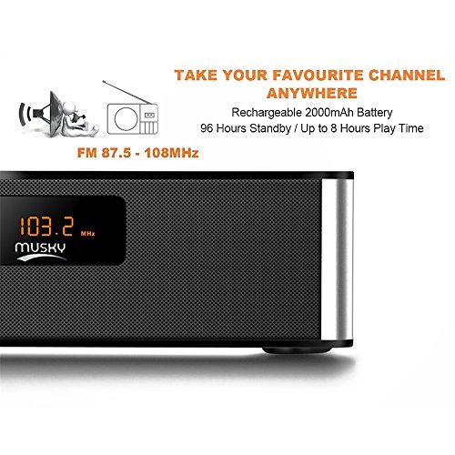 Bluetooth Speaker,XPLUS All-in-1 Portable Travel Wireless Bluetooth Speaker Alarm Clock FM Radio,10W,HIFI V4.0,Calling Built-In Mic,Support TF Card for Smartphones and All Audio Enabled Devices(Black)
