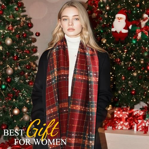 Womens Winter Scarf, Cashmere Feel Plaid Scarfs for Women, Soft Pashmina Shawls and Wraps, Long Blanket Scarf2
