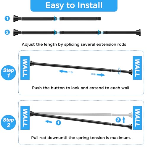 Image of Shower Curtain Rod 31-49 inchBlack Spring Tension Shower Rod Adjustable