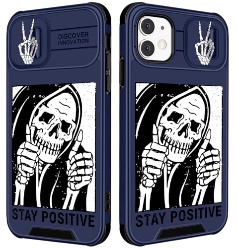 Image of Funermei (2in1 for iPhone 11 Case for Women Cute Skull Skeleton Phone Cover Teen Boys Girls Funny Gothic Spooky Scary Horror Fun Design with Camera Cover Funda for Apple for iPhone 11 Case