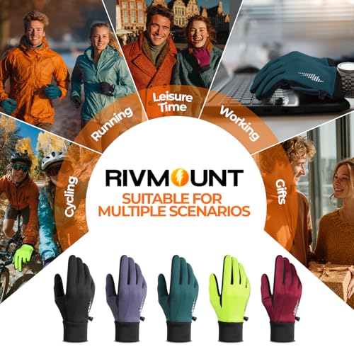 Image of rivmount Winter Gloves Women Men, Cold Weather Touch Screen Liner Glove, Windproof 3-Layers, for Running, Cycling, Biking, Hiking, Driving