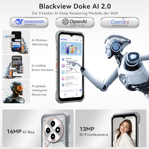 Blackview Fort 2 Outdoor Handy Android 16, 24(8+16) GB+128GB/2TB, Ultra-Dünn 10.7mm Outdoor Smartphone Ohne Vertrag, Gemini AI, 6.56" HD+90 Hz, IP69K Wasserdicht 16MP+13MP, 4G Dual/NFC/OTG/GPS/245g – Bild 7