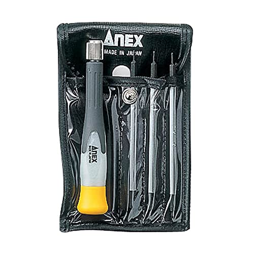 ANEX No.3602 Precision Screwdriver, Replaceable Super Fit, Hex Lobe Bits, Set of 3