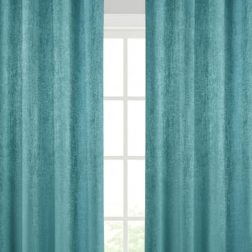 Image of FRESH FROM LOOM Supreme Texture Polyester Padre| Curtains for Home 7 Feet | Semi Black Out 80% Room Darkening Screens (Aqua | 2pc Double Weaved Parda | Eyelet Ring | Window & Door Curtain)
