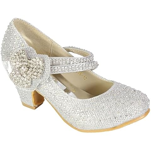 MyShoeStore Girls Diamante Strappy Court Shoes Cover