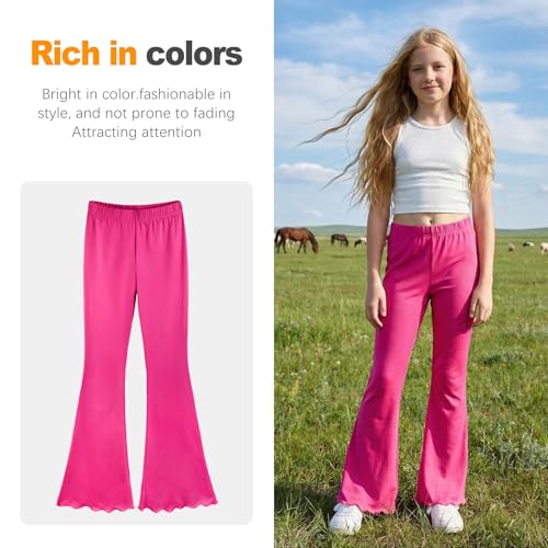 Image of ZukoCert Girls Flare Leggings, Mid Waist Bell Bottom Pants for Kids, Kids Flare Pants Size 4-13Y