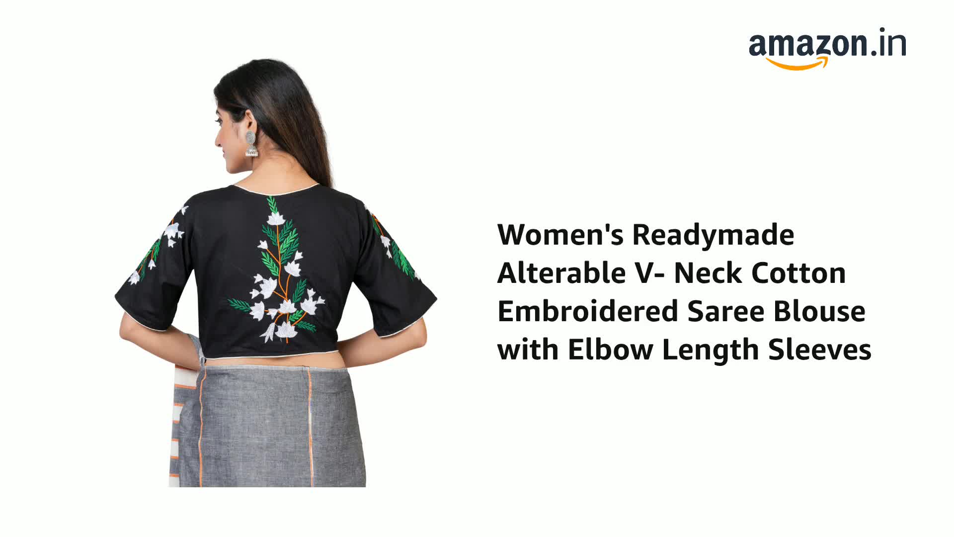 Buy Women's Readymade Alterable V- Neck Cotton Embroidered Saree