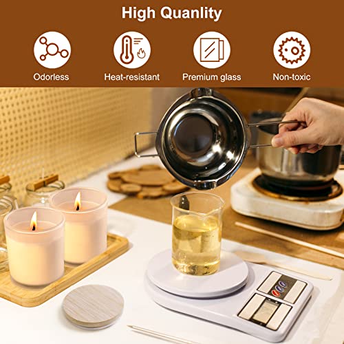 Image of CONNOO 12Pack 10 oz Frosted Glass Candle Jars with Bamboo Lids for Making Candles Empty Candle Tins with Wooden Lids, Bulk Clean Candle Containers - Dishwasher Safe
