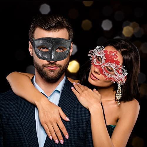 Image of Coddsmz Couple Masquerade Mask Set - Venetian & Mardi Gras Mask for Women & Men
