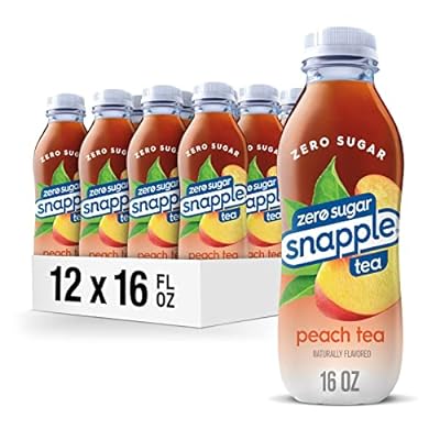 Snapple Zero Sugar Peach Tea, 16 fl oz recycled plastic bottle Pack of 12