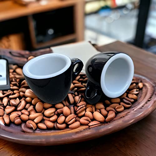 MY Obsession Espresso Cups Set, 56 ml, Extra Thick-Walled, Italian Design, Gift Packaging, Porcelain (2 Cups Black/White) - Image 4