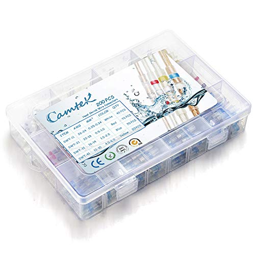 200PCS Solder Seal Wire Connectors, Camtek Heat Shrink Solder Connectors Solder Seal Butt Connectors Electrical Wire Terminals Insulated Waterproof Marine Automotive Copper Connectors Kit - Thumbnail 7
