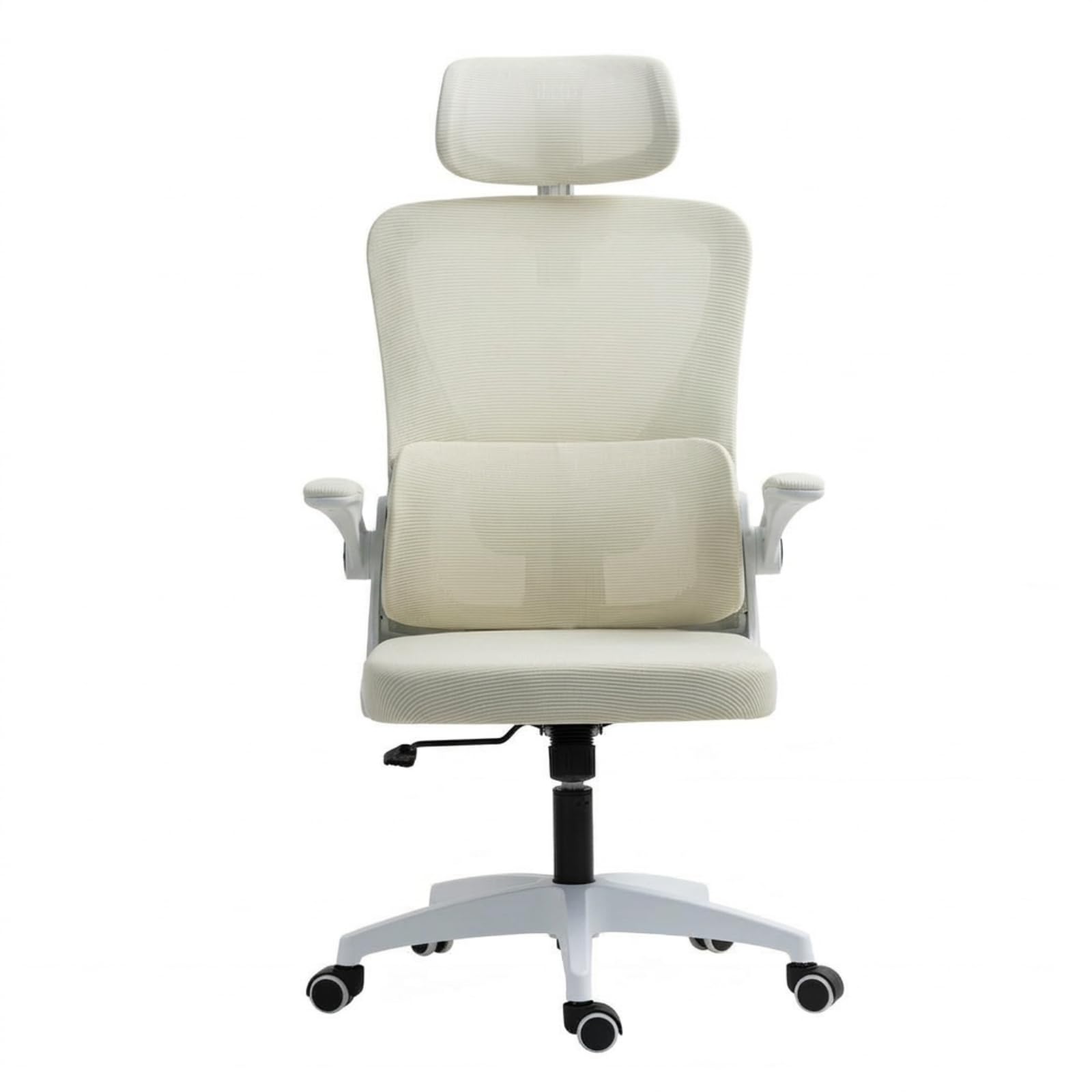 Panana Ergonomic High Back Mesh Office Chair with Adjustable Headrest, Flip-Up Armrests, 120° Rocking Motion (Beige)