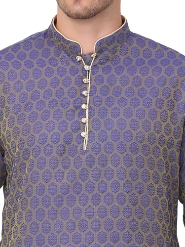 Image of Men's Cotton Jacquard Kurta and Churidar Set
