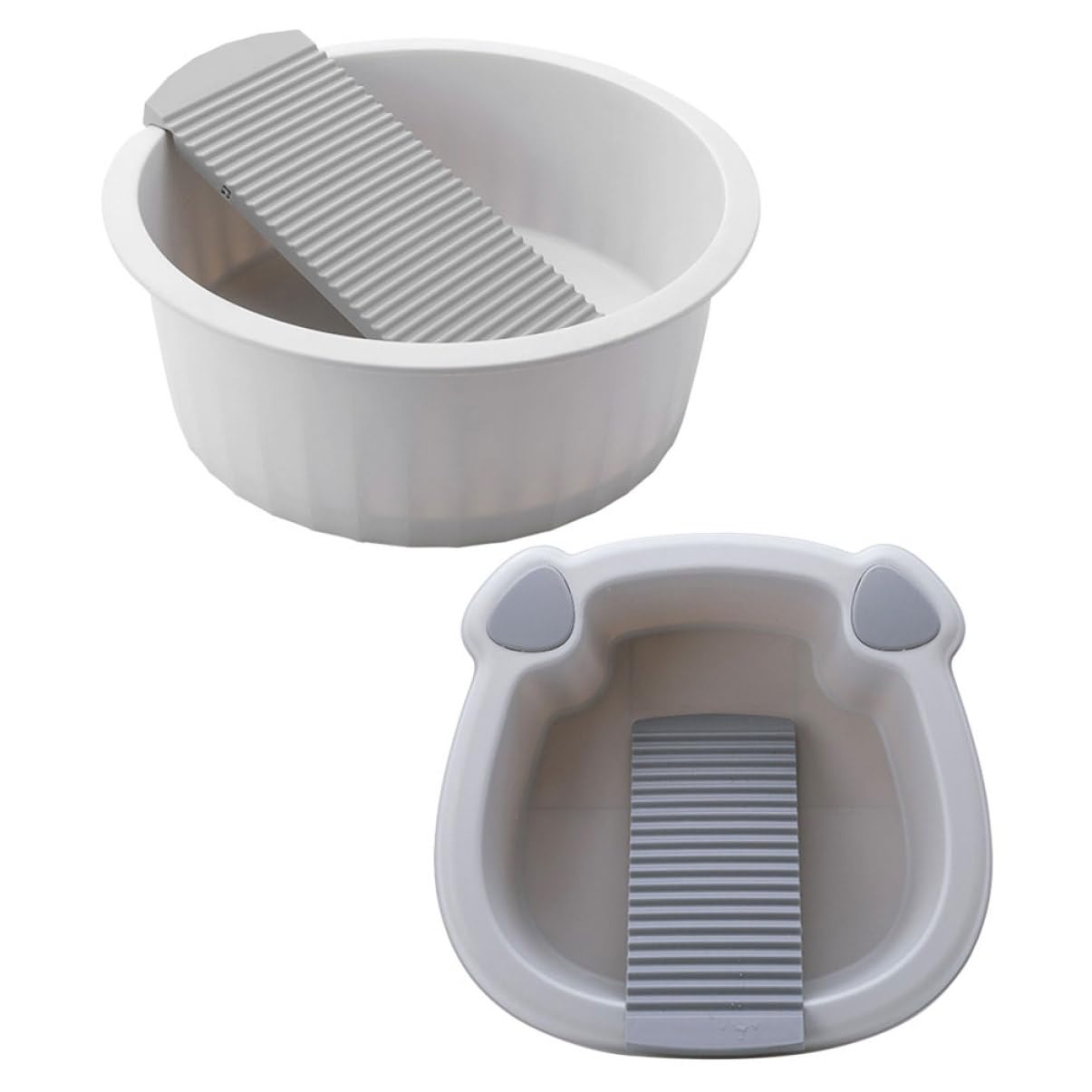 OUNONA 2 Stück Waschbecken Waschbrett für Wäsche Wäschemeimer Waschbrett zum Händewaschen von Kleidung Eimer zum Wäschewaschen Badezimmer-Wäscheeimer pp Grey