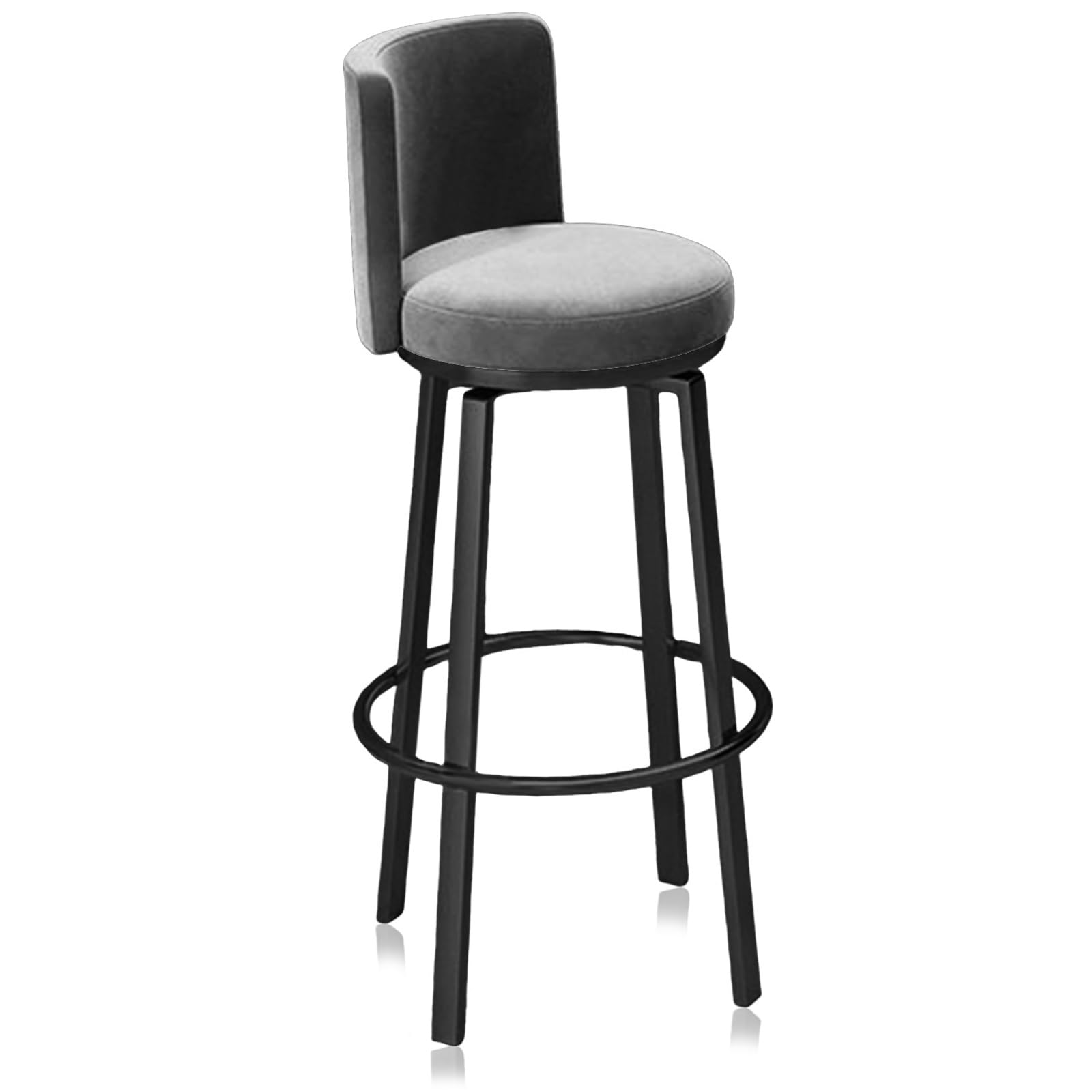Tabourets de bar avec dossier confortable et pieds noirs durables x4