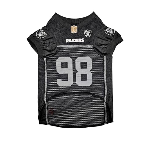 Pets First NFLPA Pet Maxx Crosby #98 - NFL Las Vegas Raiders Dog & CAT Mesh Jersey, Size: X-Small. Cutest Dog Jersey Licensed by The NFL & NFLPA! Be a Real Fan & Support Your Team & Player Now!
