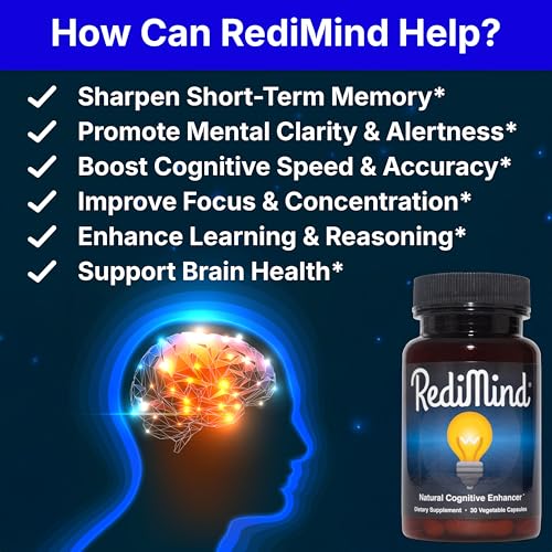 Image of RediMind Natural Cognitive Support and Brain Supplement, Vegan, Gluten-Free